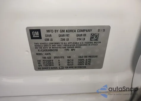 2019 Buick Encore Fwd Preferred z USA, uszkodzony, nr VIN KL4CJASB3KB843769